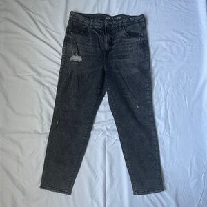 Black Distressed Cropped Jeans